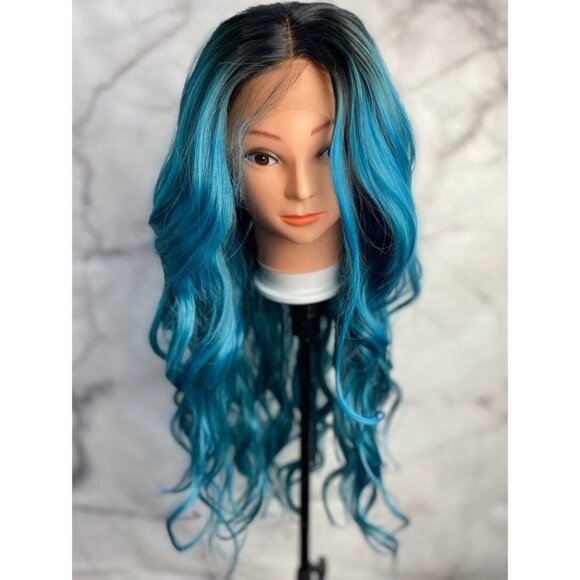 Ombre Blue Wig,Lace Front Wig